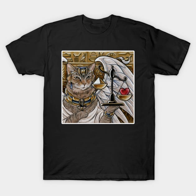 Egyptian Cat with Scale - White Outlined Version T-Shirt by Nat Ewert Art